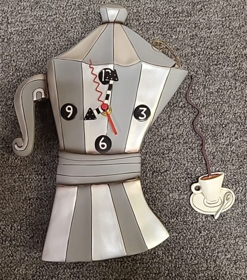 Allen Designs Studio Teapot Brew Pot Coffee Pendulum Clock Ultra RARE Old