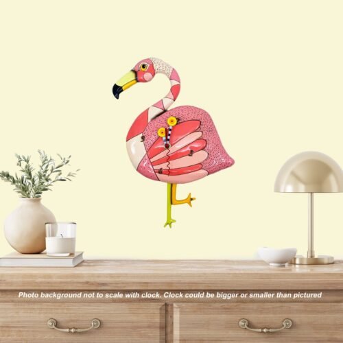Allen Designs Studio Wall Clock: Crazy Legs Flamingo