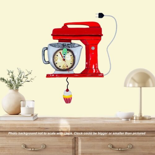 Allen Designs Studio Wall Clock: Vintage Red Mixer