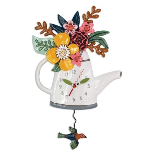 Allen Design Studio Wall Clock: Blossoms Teapot, Item# P1992