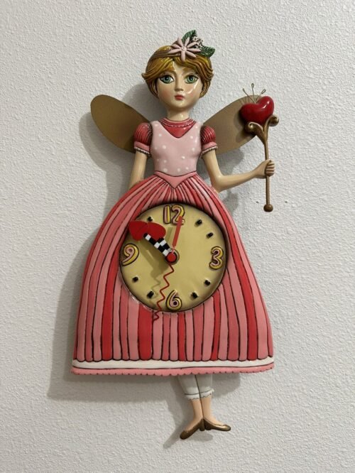 Allen Designs Wall Clock Fairy Princess Heart Scepter Wings Dress Wand Pink