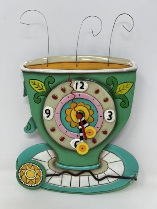 Allen Designs Wall Clock Sunny Cup Coffee With Pendulum