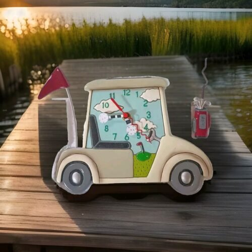Allen Wall Clock with Pendulum Stay The Course Sticks And Steel Golf Cart
