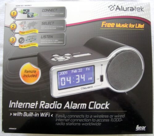 Aluratek Internet Radio Alarm Clock With Original Box & Remote Model AIRMM01F