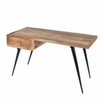 Amelia 54.25 in. Rectangular Natural Wood Secretary Desk