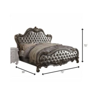 Amelia Silver Wood Frame Queen Platform Bed with Upholstered
