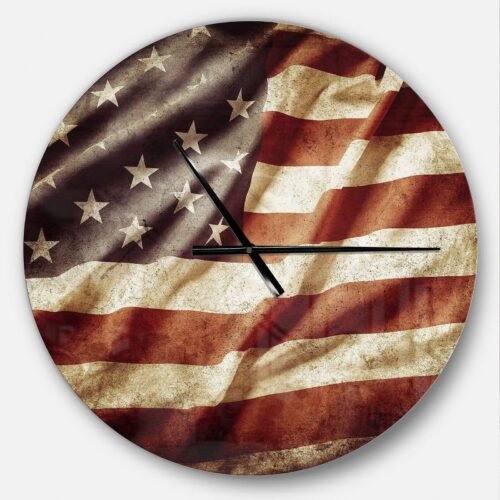 'American Flag' Oversized Global Metal Clock Large Wall Clock Large Decorativ
