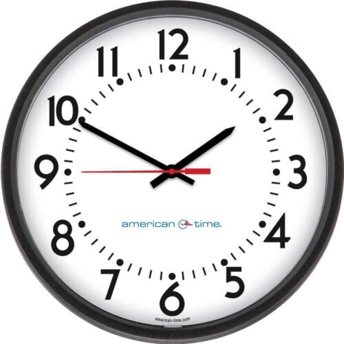 AMERICAN TIME U55BAAA504 Synchronized Analog Clock,13" Diameter 49XY47