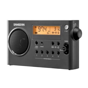 AM/FM Stereo Digital Tuning Portable Radio, Sleep and Snooze Alarm in Black
