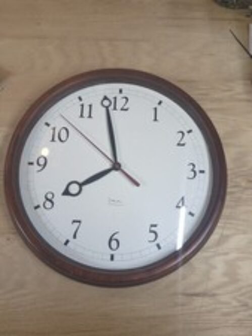 A Michael Graves Modern Wood Wall Clock 14" modernist walnut hard-to-find! UNTES