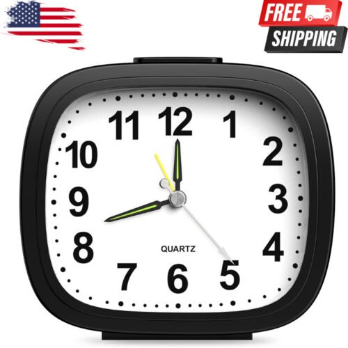 AMIR 4'' Silent Analog Wake-Up Clock – Loud Alarm, Snooze, Battery Operated