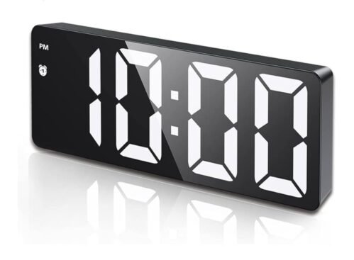 AMIR Digital LED Alarm Clock for Bedroom – Modern Corded Table Clock Black
