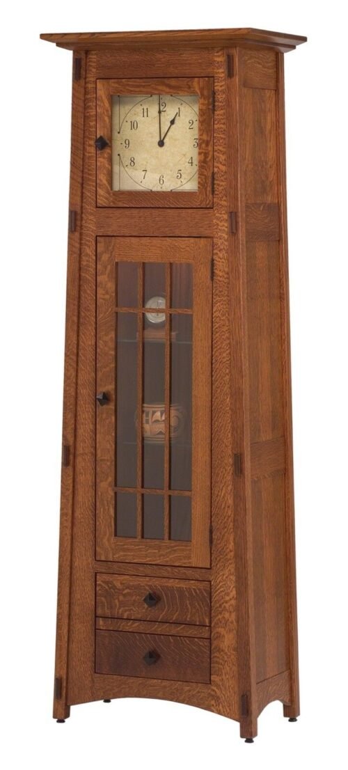 Amish Mission McCoy Floor Standing Clock Solid Wood Grandfather Curio Style