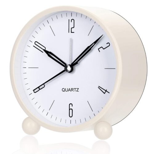 Analog Alarm Clock, 4 inch Super Silent Non Ticking Small Clock with Night Li...