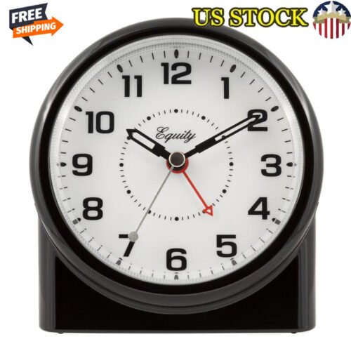Analog Alarm Clock Backlit Quiet Sweep Quartz Ascending Alarm w/ Auto Backlight