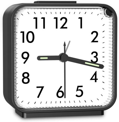 Analog Alarm Clock, Bedside Clocks Battery Powered, Silent Non Ticking Travel Cl