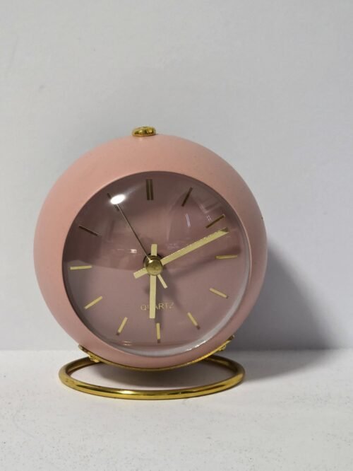 Analog Alarm Clocks for Bedrooms Small Desk Clock Night Light Silent Pink