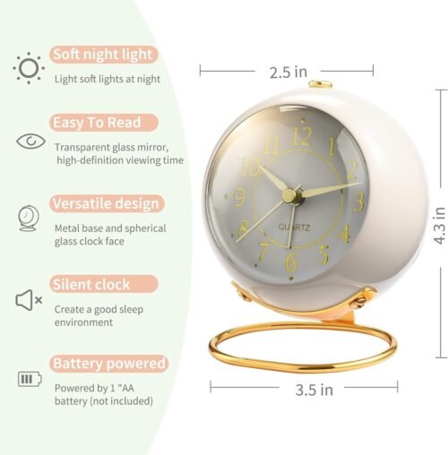 Analog Alarm Clocks,Retro Backlight Cute Simple Design Small Desk Clock