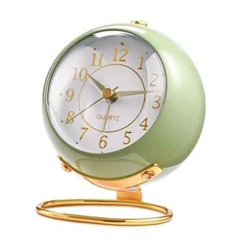 Analog Alarm Clocks,Retro Backlight Cute Simple Design Small Desk Clock Green