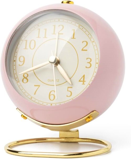 Analog Alarm Clocks Retro Backlight Cute Simple Design Small Desk Clock Non-Tick