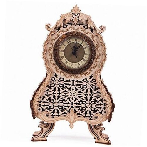 Analog Vintage Table Clock Wooden Model Kit for Adults and Kids - Secret