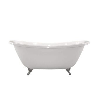 Andrea 6 ft. Center Drain Solid Surface Claw Foot Double Slipper Tub...