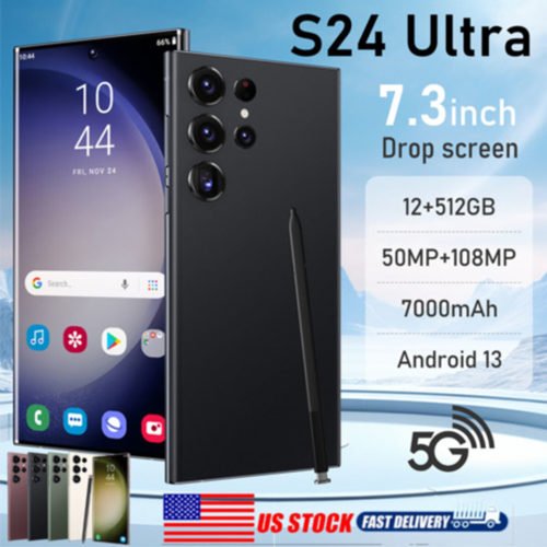Android 13 S24 Ultra Smartphone 7.3" Factory Unlocked 4/8+256GB Mobile Phone US