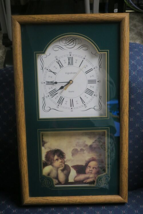 Angels Cherubs Raphael Santi Sistine Madonna 24" x 14" wood wall Ingraham quartz
