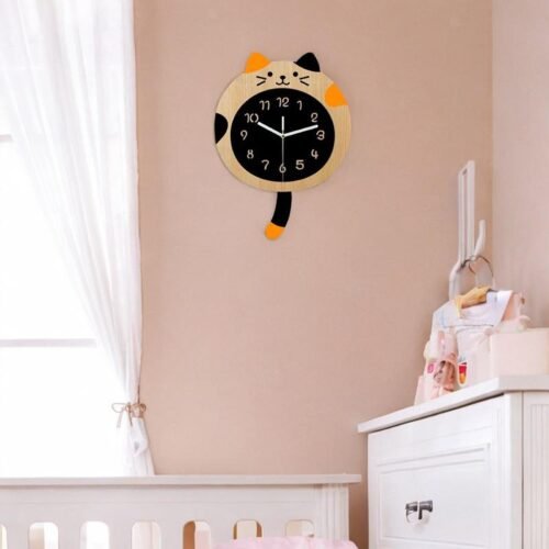 Animal Wall Clock with Tail Wall Hanging Clock for Bedroom Office Farmhouse