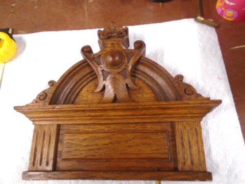 Antique-Oak-Vienna Regulator-Wall Clock-Top Crest-Ca.1900-To Restore-#B255