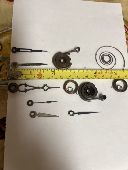 Antique 11 Pc Pocket Watch Mainsprings Seconds Hands Alarm Clocks Parts