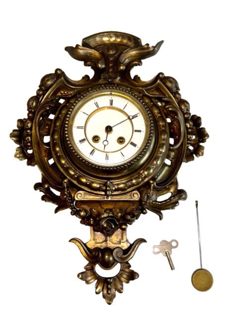 Antique 1855 JAPY FRERES French Bronze Gilt Cartel Wall Clock French Expo Award