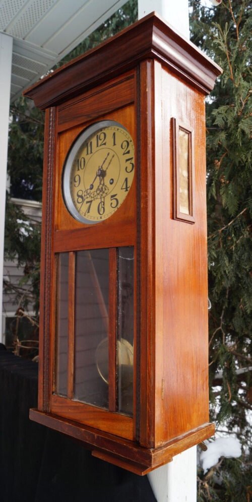 Antique 1895 - 1900 German Lenzkirch Regulator Box Wall Clock - VIDEO - CHIMES