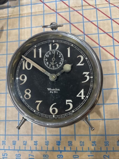 Antique 1925 Western Clock Co. Westclox BIG BEN Peg Leg Alarm Clock Black