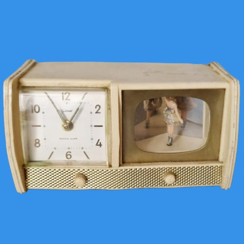 Antique alarm clock automaton music box Goldbuhl dancer