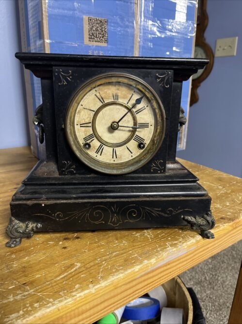 Antique Ansonia Iron Mantel Clock