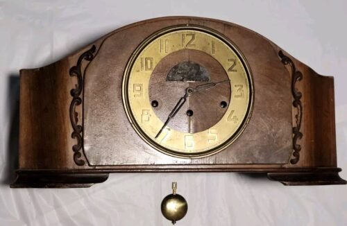 Antique Art Deco MCM Friedrich Mauthe mantel German Mantle Clock Chime Pendulum