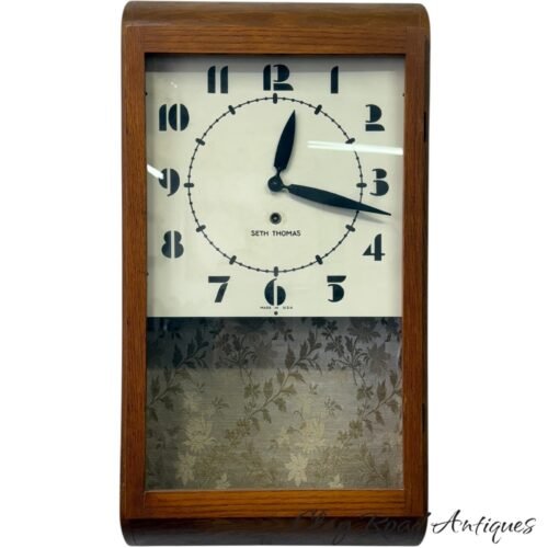 antique art deco style Seth Thomas oak wall clock regulator working school
