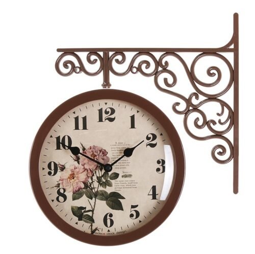 Antique Art Design Double Sided Wall Clock Station Clock Home Decor - Flower2BR