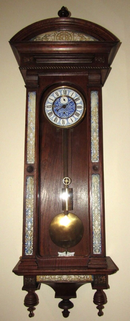 Antique Austrian One Weight Vienna Wall Clock Large 8-Day Timepiece (2)