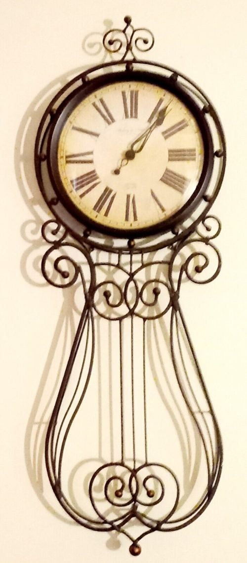 Antique Authentic Sterling & Noble Iron Hanging Wall Clock Dark Brown