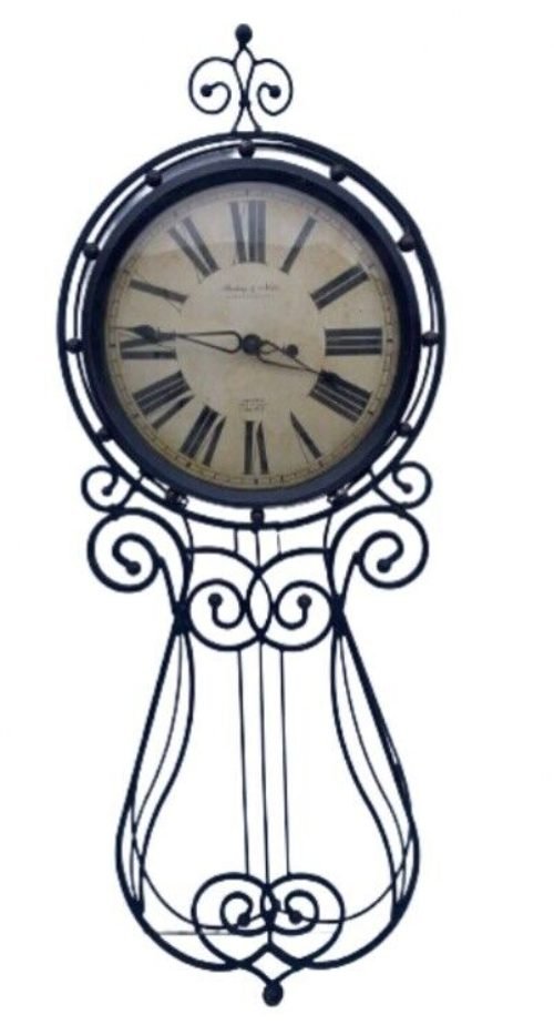 Antique Authentic Sterling & Noble Iron Hanging Wall Clock Dark Brown