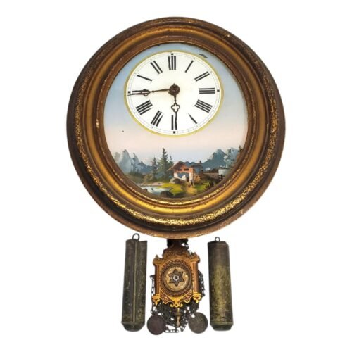 Antique Black Forest German Wall Clock Stuttgart 10"x12" Weight Driven