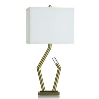 Antique Brass 33 in. Antique Brass/Off White Table Lamp