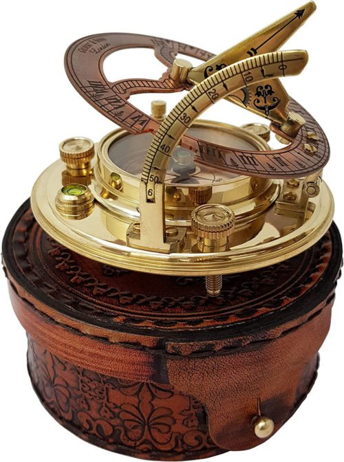 - Antique Brass & Copper Sundial Compass, Sundial Clock in Box Gift Sun Clock Sh