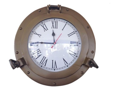 Antique Brass Decorative Ship Porthole Clock 12"