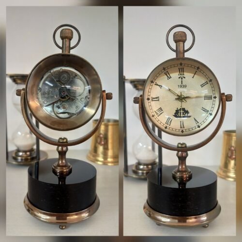 Antique Brass Desk Clock Mechanical Vintage Tabletop Decorative Gift