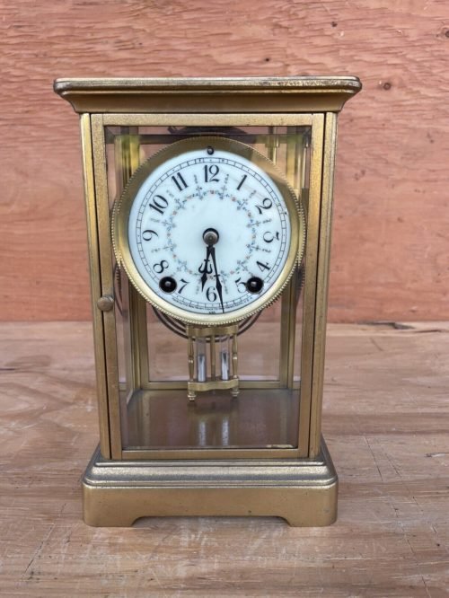 Antique Brass Gold Mantle Clock French? Victorian New Haven