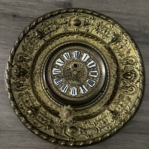 Antique Brass Or Copper Wall Clock With Porcelain Numerals