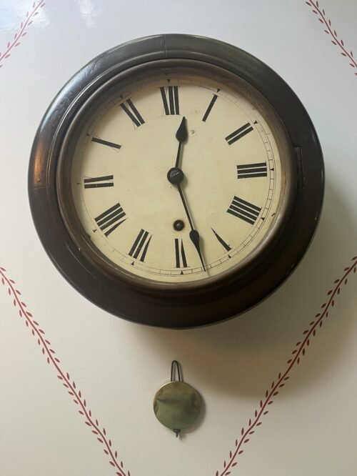 Antique British Or French 8 - Day Gallery Wall Clock with Pendulum Working